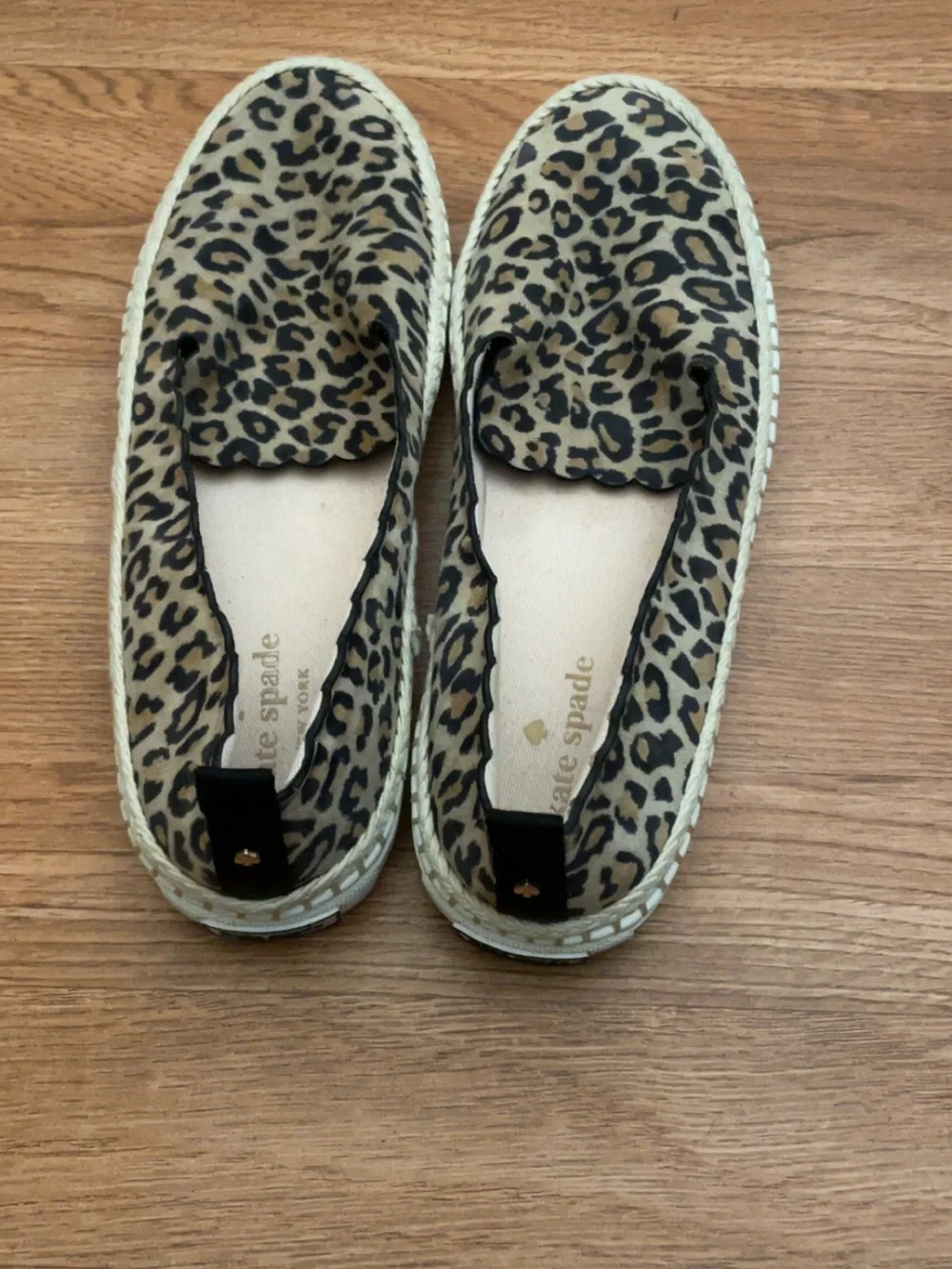 kate spade Leopard Print Espadrille Slip-Ons in Tan and Black
